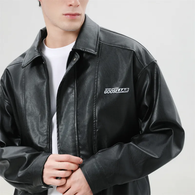 GOOSELIAR Leather Jacket Coat Motorcycle Jacket Unisex-6