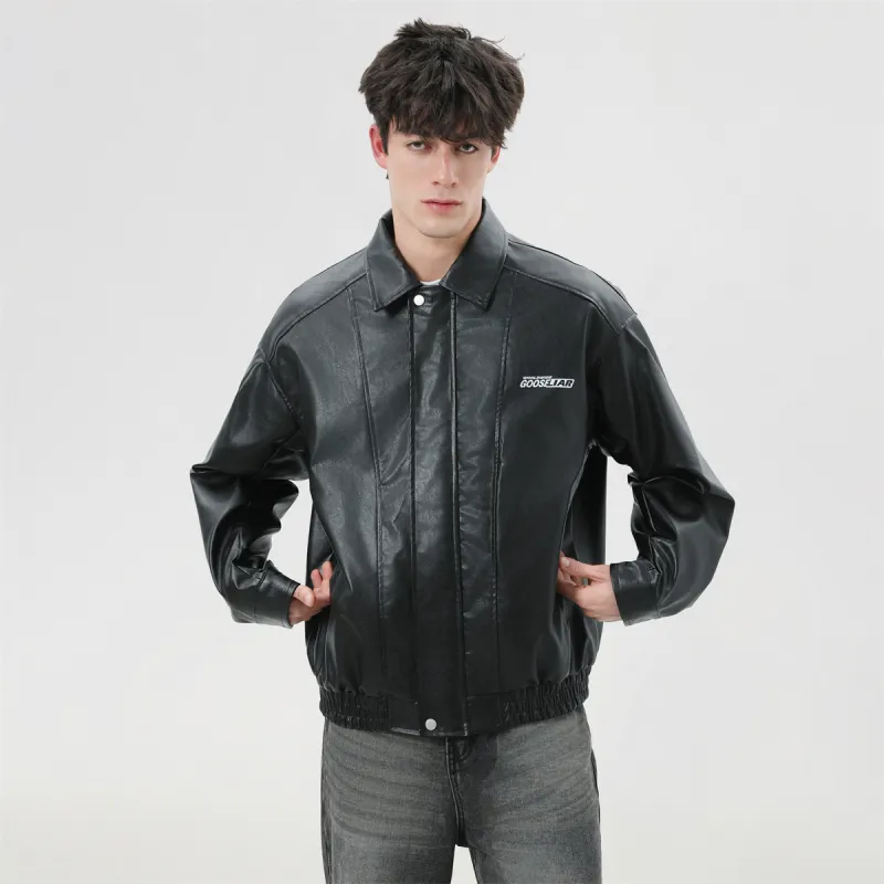 GOOSELIAR Leather Jacket Coat Motorcycle Jacket Unisex-5