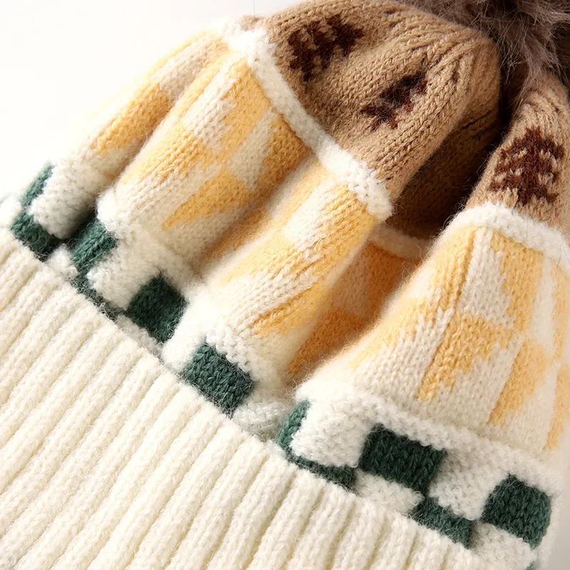 NANJIREN Thickened Beanies Kids' Blue & Beige-6