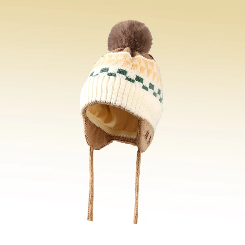 NANJIREN Thickened Beanies Kids' Blue & Beige-7