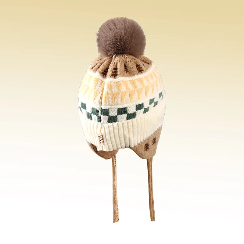 NANJIREN Thickened Beanies Kids' Blue & Beige-8
