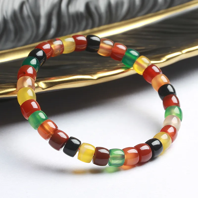 Reiki Agate Textile Beaded Bracelet Women's-3