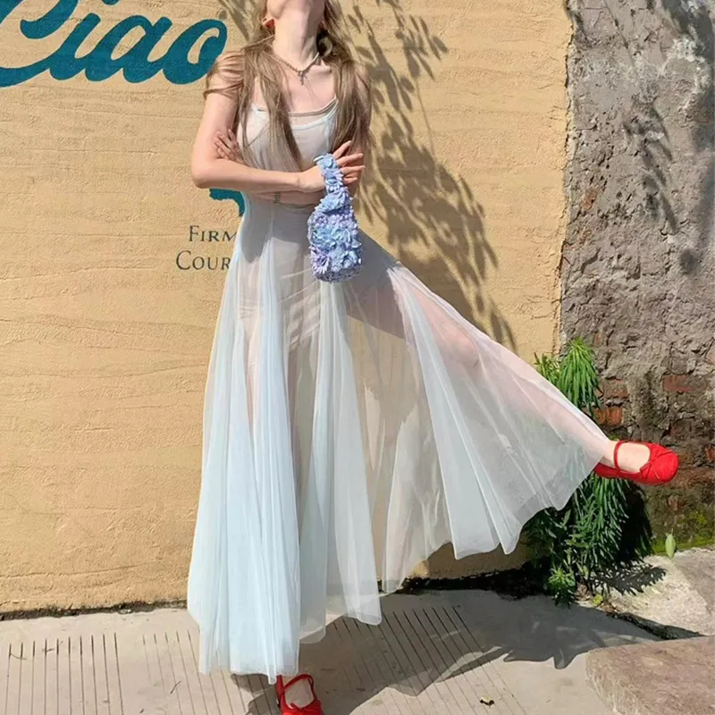BRASS SCOUT Slip Dresses Women's Light Blue Shopping Bag-2