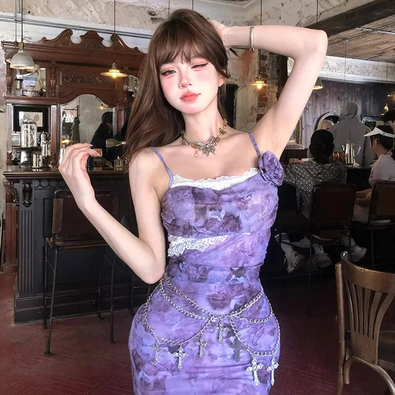 BRASS SCOUT Slip Dresses Women's Purple Dress Shopping Bag-5