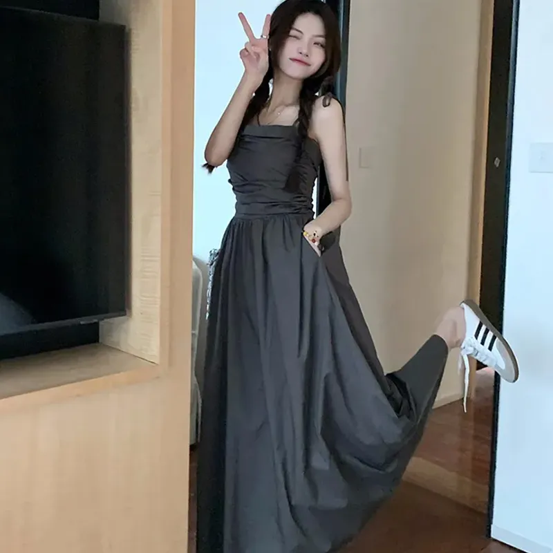 BRASS SCOUT Slip Dress Women's Gray-4