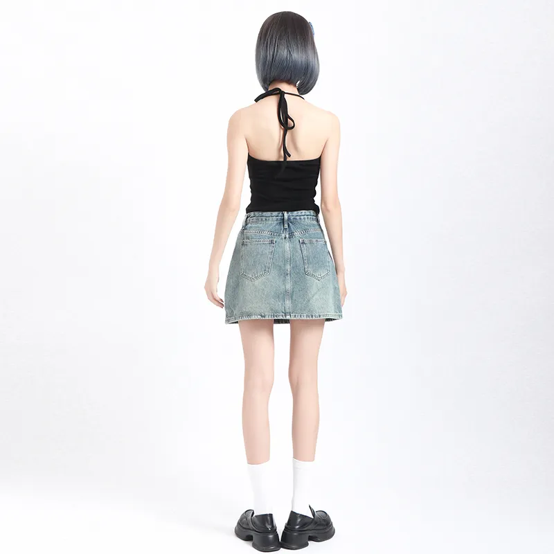 BRASS SCOUT Denim Short Skirts Women's Vintage Blue-2