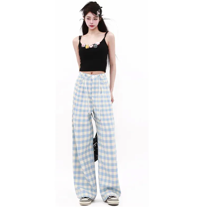 BRASS SCOUT Casual Pants Women's Plaid Pants-3