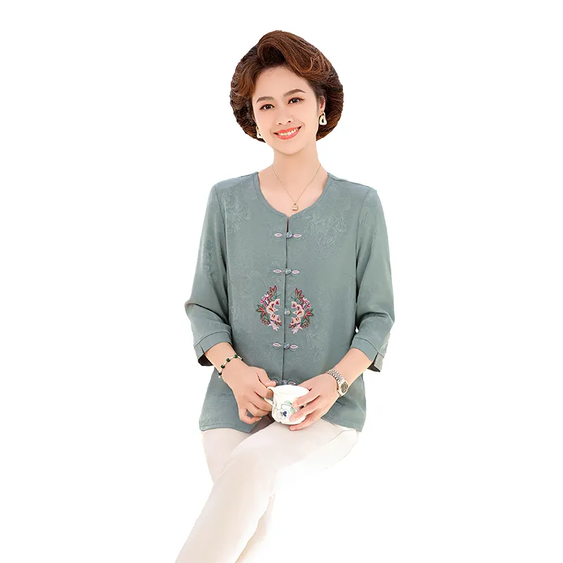 PIERRE CARDIN Chiffon Shirt Women's Green-3