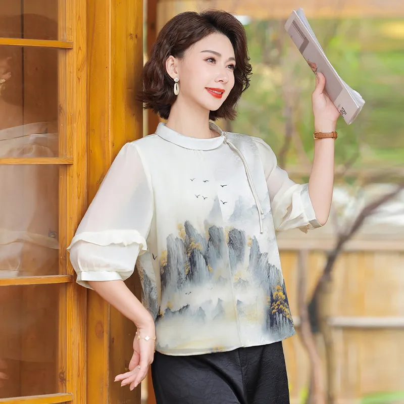 PIERRE CARDIN Chiffon Shirt Women's-7