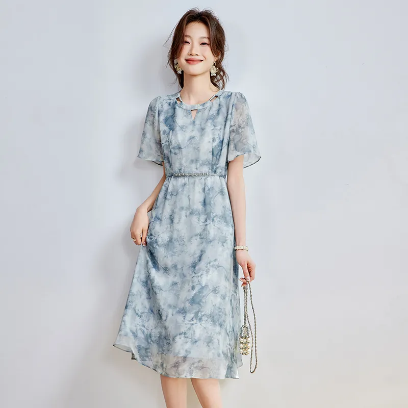 PIERRE CARDIN Short-Sleeved Dresses Women's Mist Blue-2
