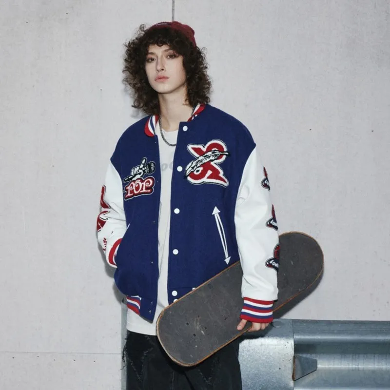 LOOKUN Baseball Jacket Unisex Blue-3