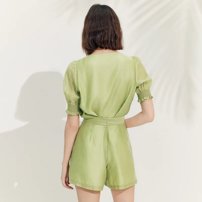 MeetMetro Casual Suit Women's Green-2