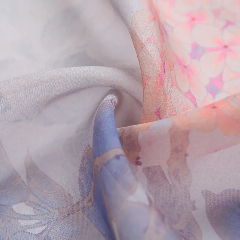 WENSLI Chiffon Silk Scarf Long Scarf With Butterfly And Flowers Design Women's-1