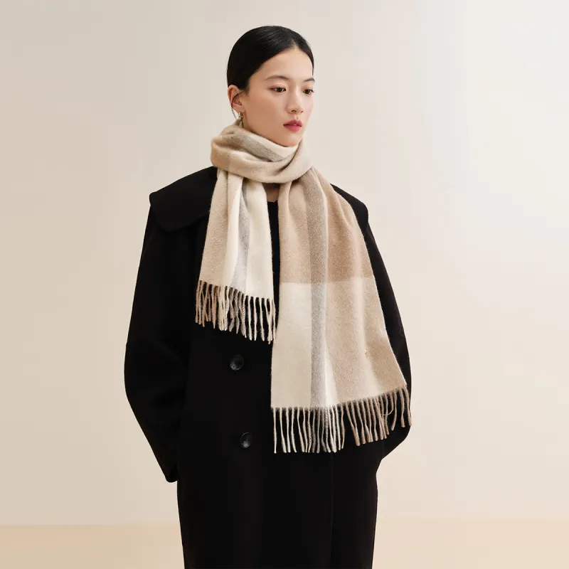 WENSLI 100% Cashmere Plush Yarn Scarf Women's-2