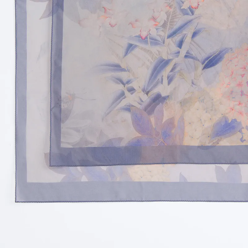 WENSLI Chiffon Silk Scarf Long Scarf With Butterfly And Flowers Design Women's-2