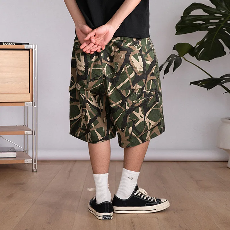 ORANGE DRAGON 2025 Summer Cargo Shorts Unisex Green Camouflage-5