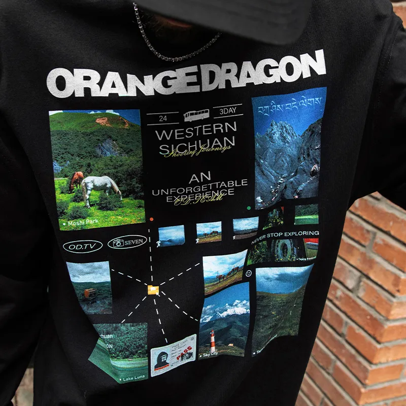 ORANGE DRAGON T Shirt Unisex Black-3