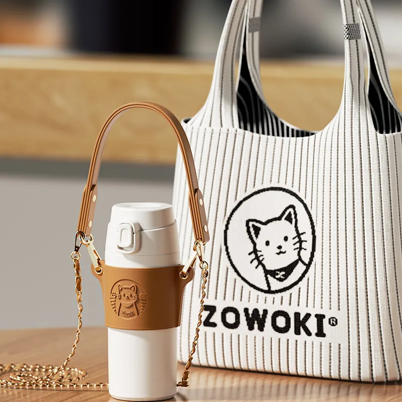 Zowoki Knitted Fabric Shoulder Bag Regular Women's White/Camel-3