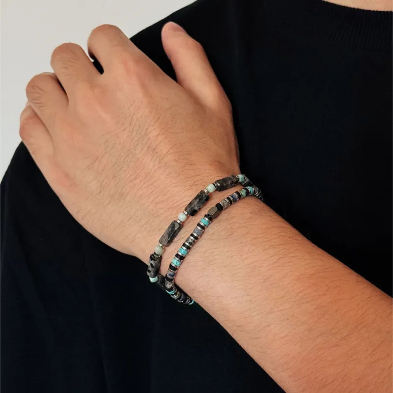 BYG Stainless Steel Hematite Bracelets Men's-8