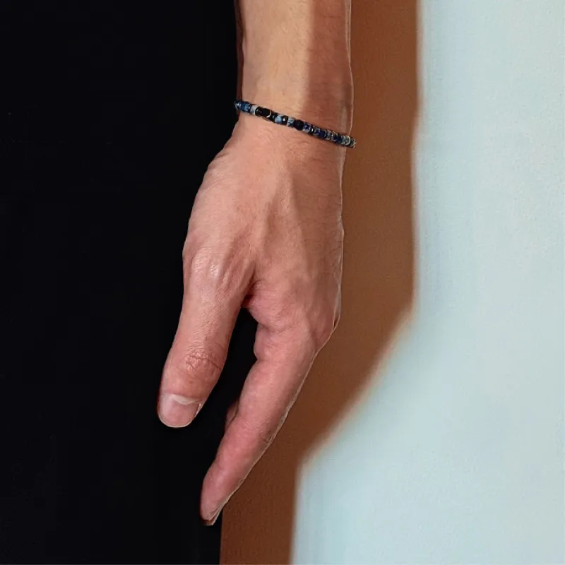 BYG Stainless Steel Hematite Artificial Blue Lapis Lazuli Bracelets Men's-2
