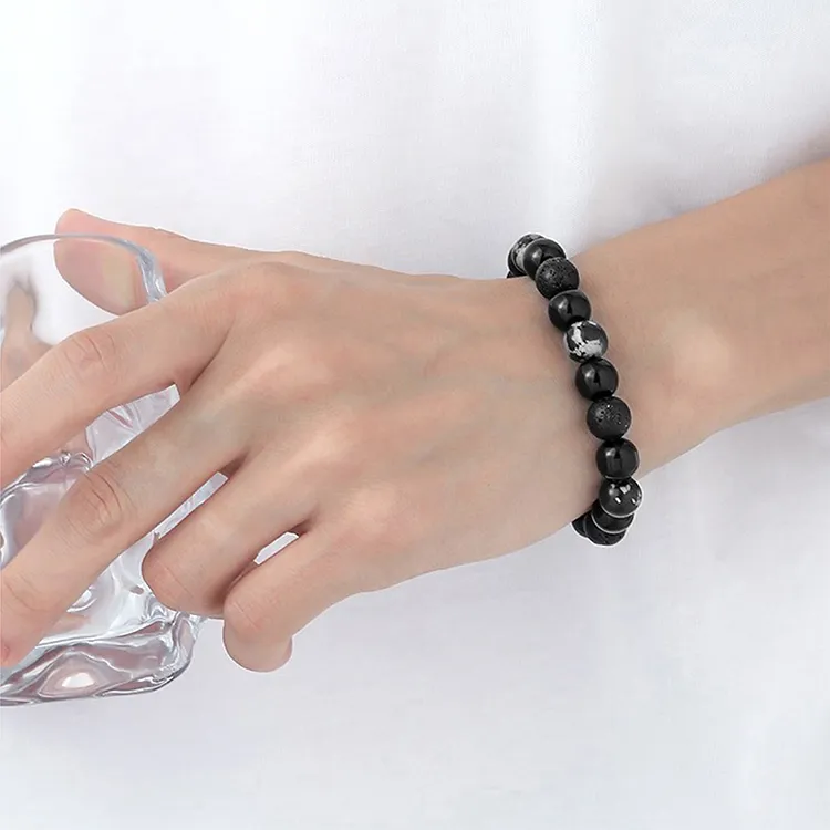 BYG Volcanic Stone Snowflake Agate Bracelets Unisex-4
