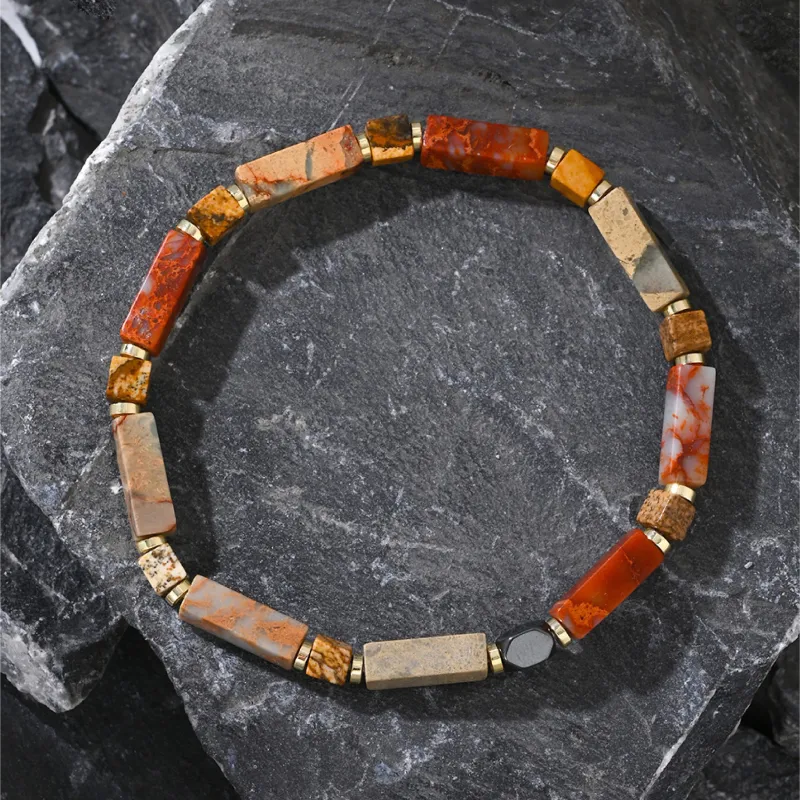 BYG Stainless Steel Hematite Artificial Tiger's Eye Stone Bracelets Men's-7