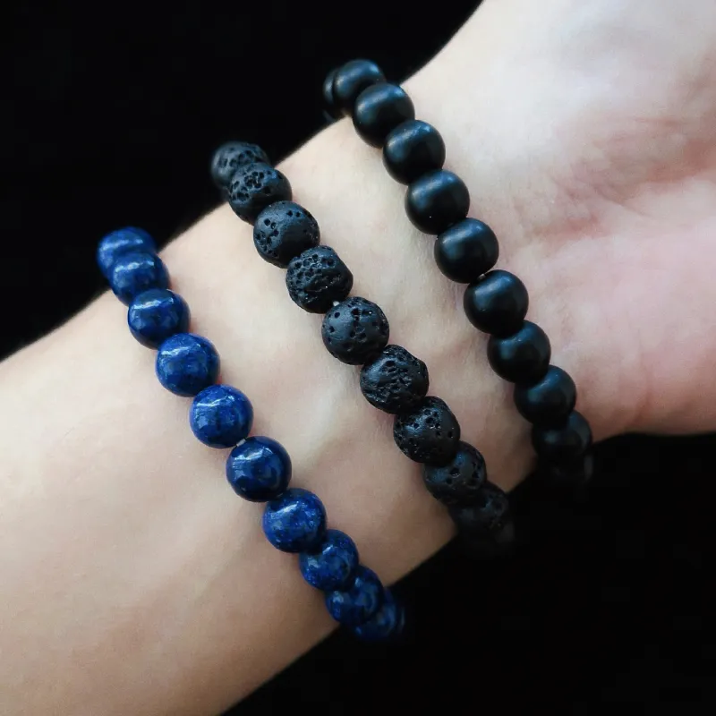 BYG Artificial Gemstone Volcanic Stone Matte Stone Bracelets Unisex-2