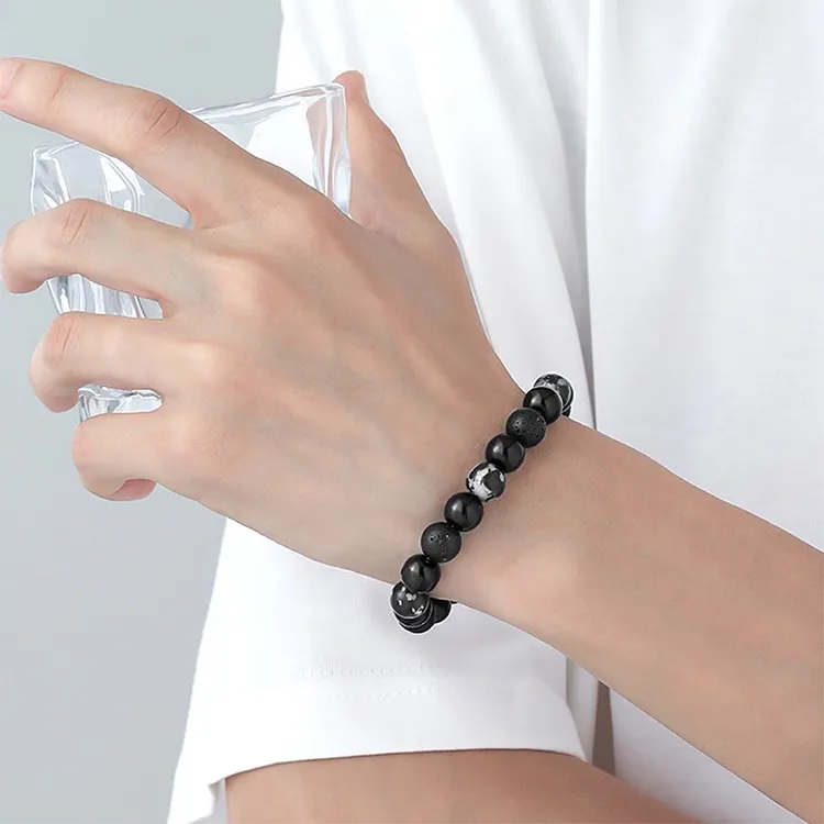 BYG Volcanic Stone Snowflake Agate Bracelets Unisex-5
