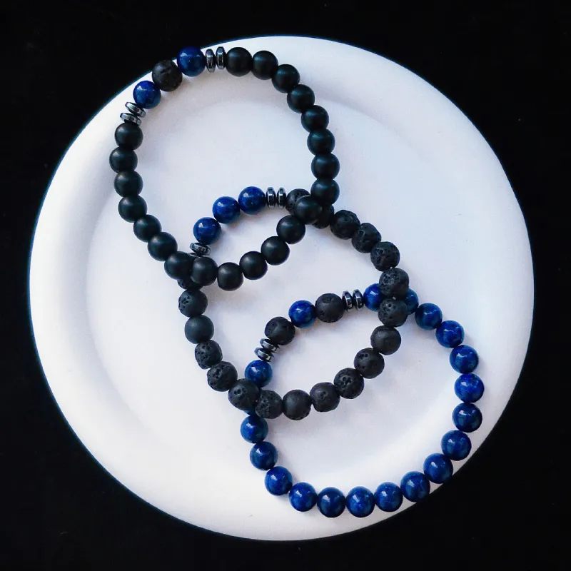 BYG Artificial Gemstone Volcanic Stone Matte Stone Bracelets Unisex-3
