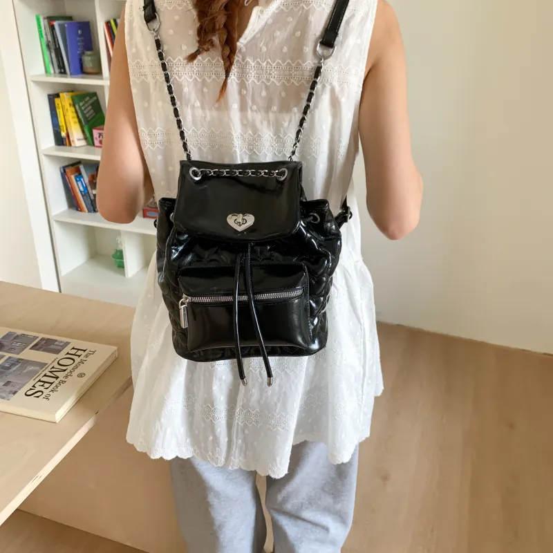 Smart PU Backpack Women's White/Pink/Yellow/Black-7