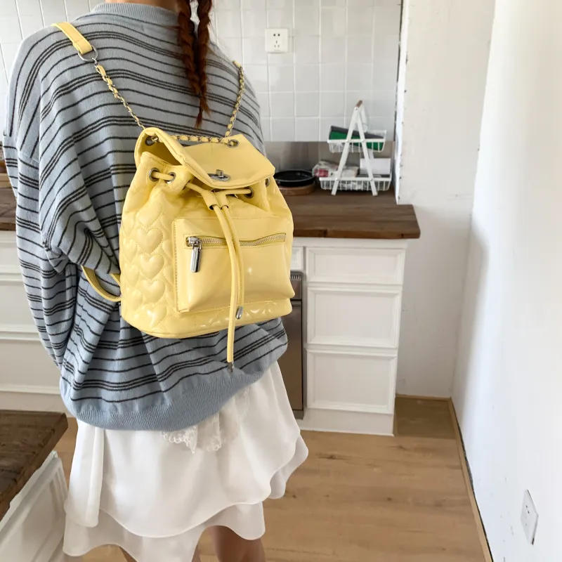 Smart PU Backpack Women's White/Pink/Yellow/Black-10