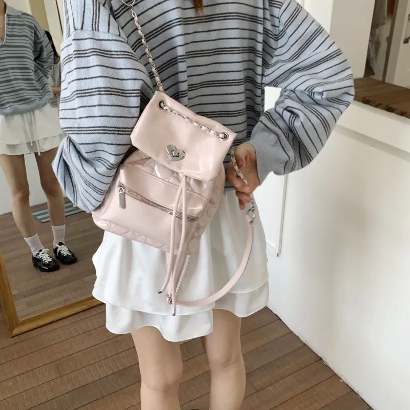 Smart PU Backpack Women's White/Pink/Yellow/Black-13