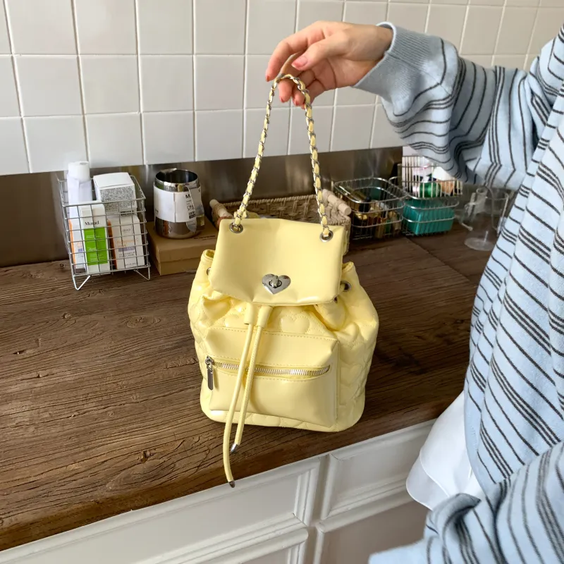 Smart PU Backpack Women's White/Pink/Yellow/Black-9