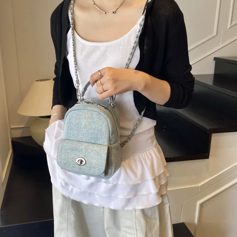 Smart PU Backpack Women's Blue/Silver-1