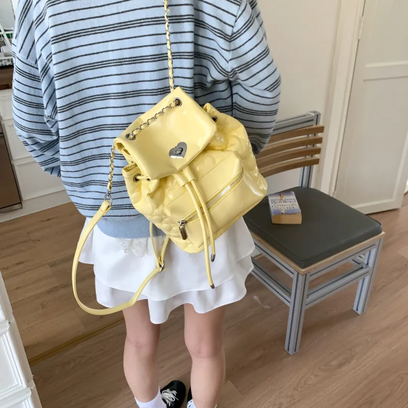 Smart PU Backpack Women's White/Pink/Yellow/Black-11