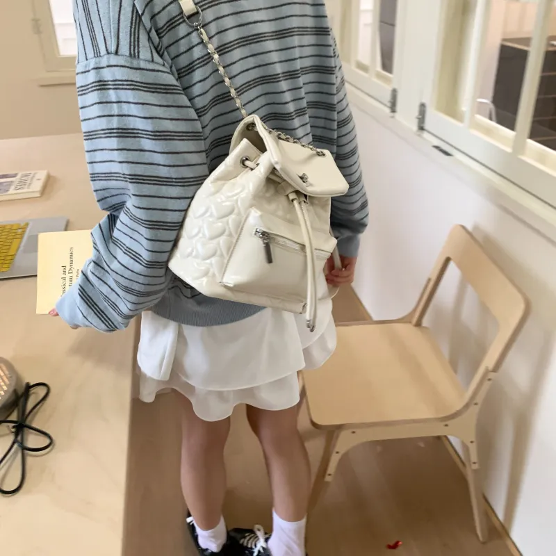 Smart PU Backpack Women's White/Pink/Yellow/Black-3