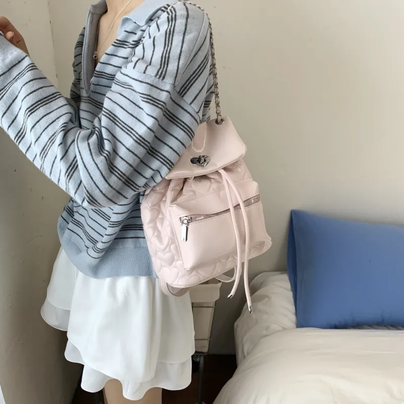 Smart PU Backpack Women's White/Pink/Yellow/Black-14