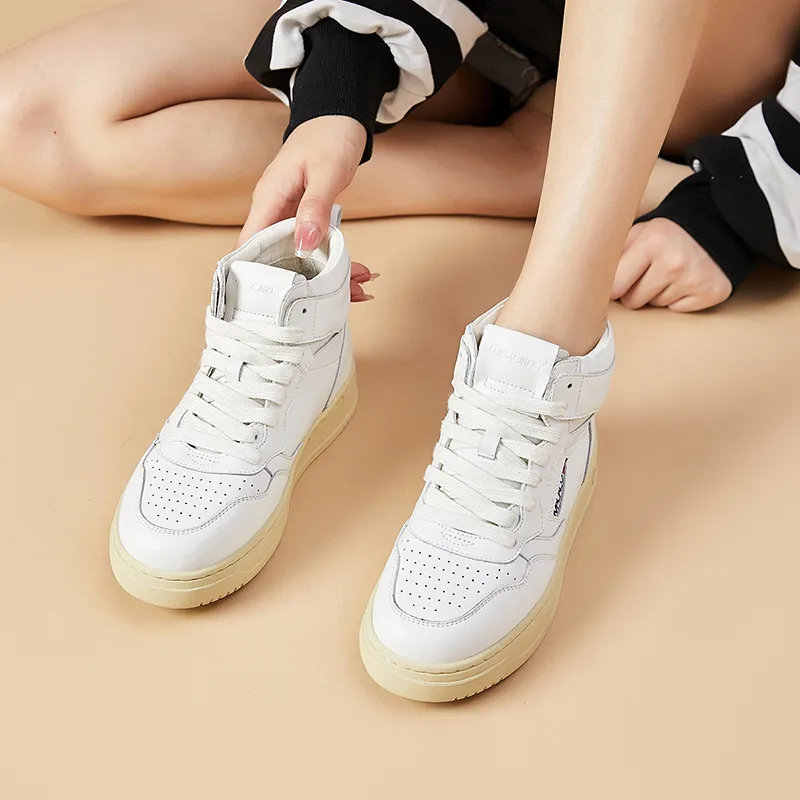 MALEMONKEY High Top Skateboard Shoes Women's White-3