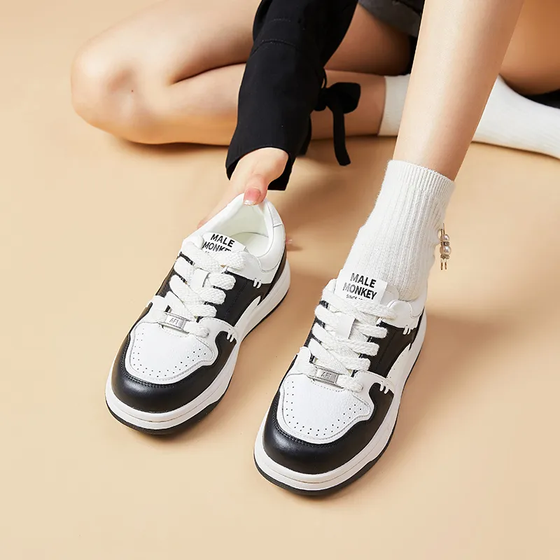 MALEMONKEY Anti-Slip Wear-Resistant Low-Top Skateboard Shoes Women's Ecru-9