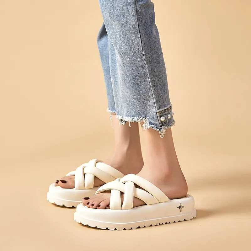 MALEMONKEY PU Polyurethane Woven Slip-Resistant Abrasion-Resistant Slide Slippers Women's-13
