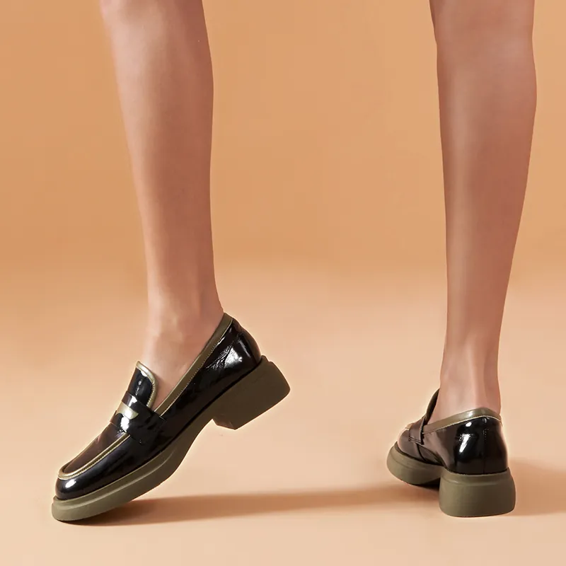MALEMONKEY Loafers 4cm Women's Black-4