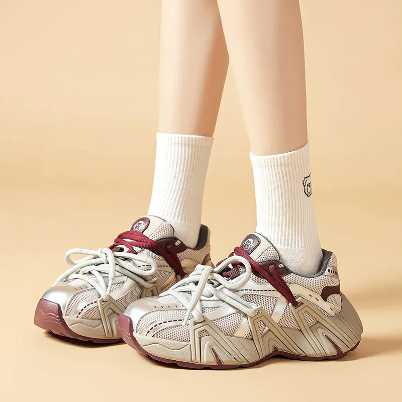 MALEMONKEY Abrasion Resistant, Breathable, Lightweight, Height Increasing Low Top Chunky Sneakers Women's-2