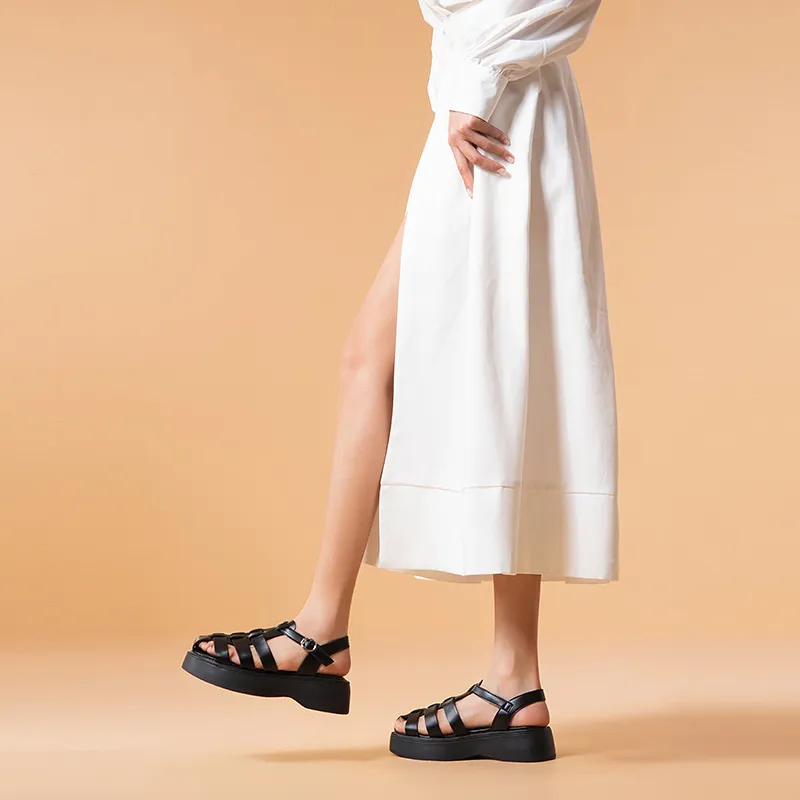 MALEMONKEY Roman Sandals 4.5cm Women's Black-8