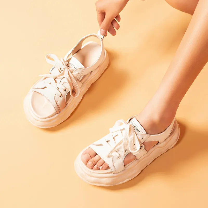 MALEMONKEY Roman Sandals 4.5CM Women's Beige-5