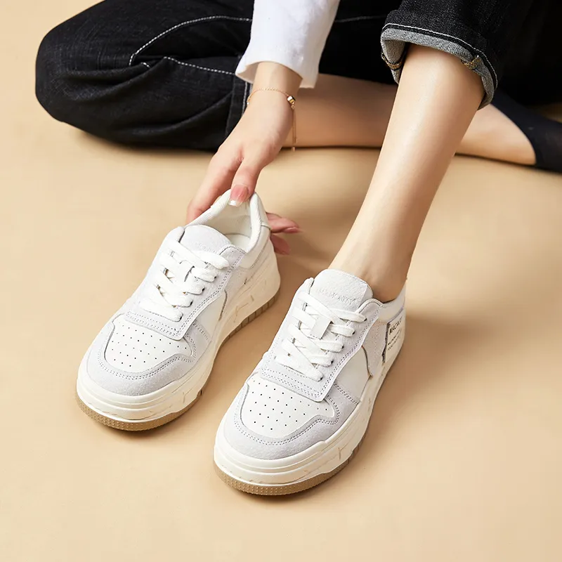 MALEMONKEY Platform Skateboard Shoes Height Increasing Low-Top 4.5cm Women's-7