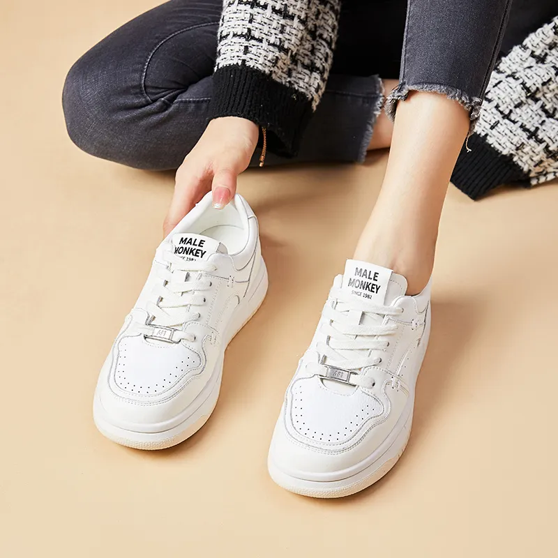 MALEMONKEY Anti-Slip Wear-Resistant Low-Top Skateboard Shoes Women's Ecru-3