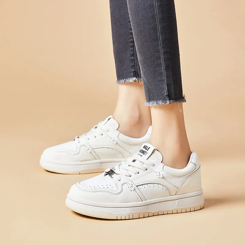 MALEMONKEY Anti-Slip Wear-Resistant Low-Top Skateboard Shoes Women's Ecru-2