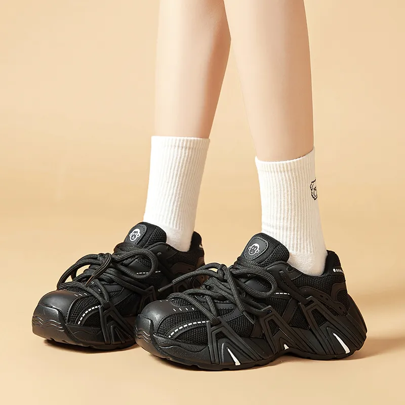MALEMONKEY Abrasion Resistant, Breathable, Lightweight, Height Increasing Low Top Chunky Sneakers Women's-9