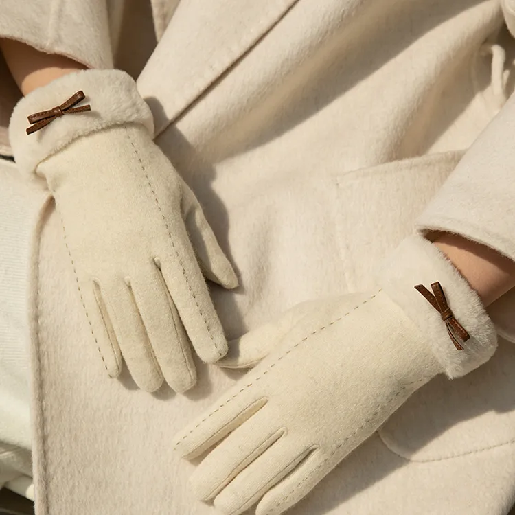 Fancet Studios Sheep Wool Knit Gloves Women's-7