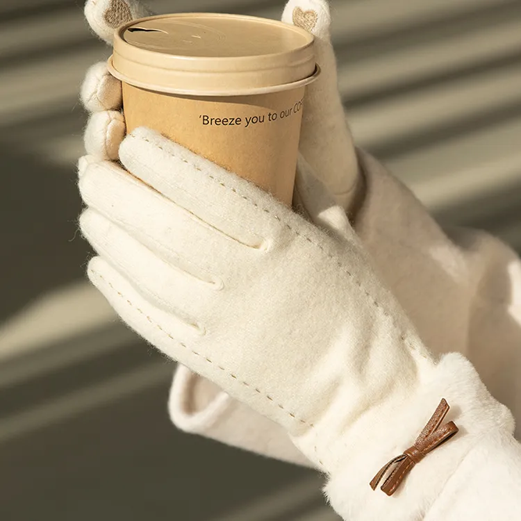 Fancet Studios Sheep Wool Knit Gloves Women's-8